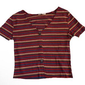 Acemi Stripped Multicolor Academia Crop Top, Women’s Tops, 90s Retro, Size L